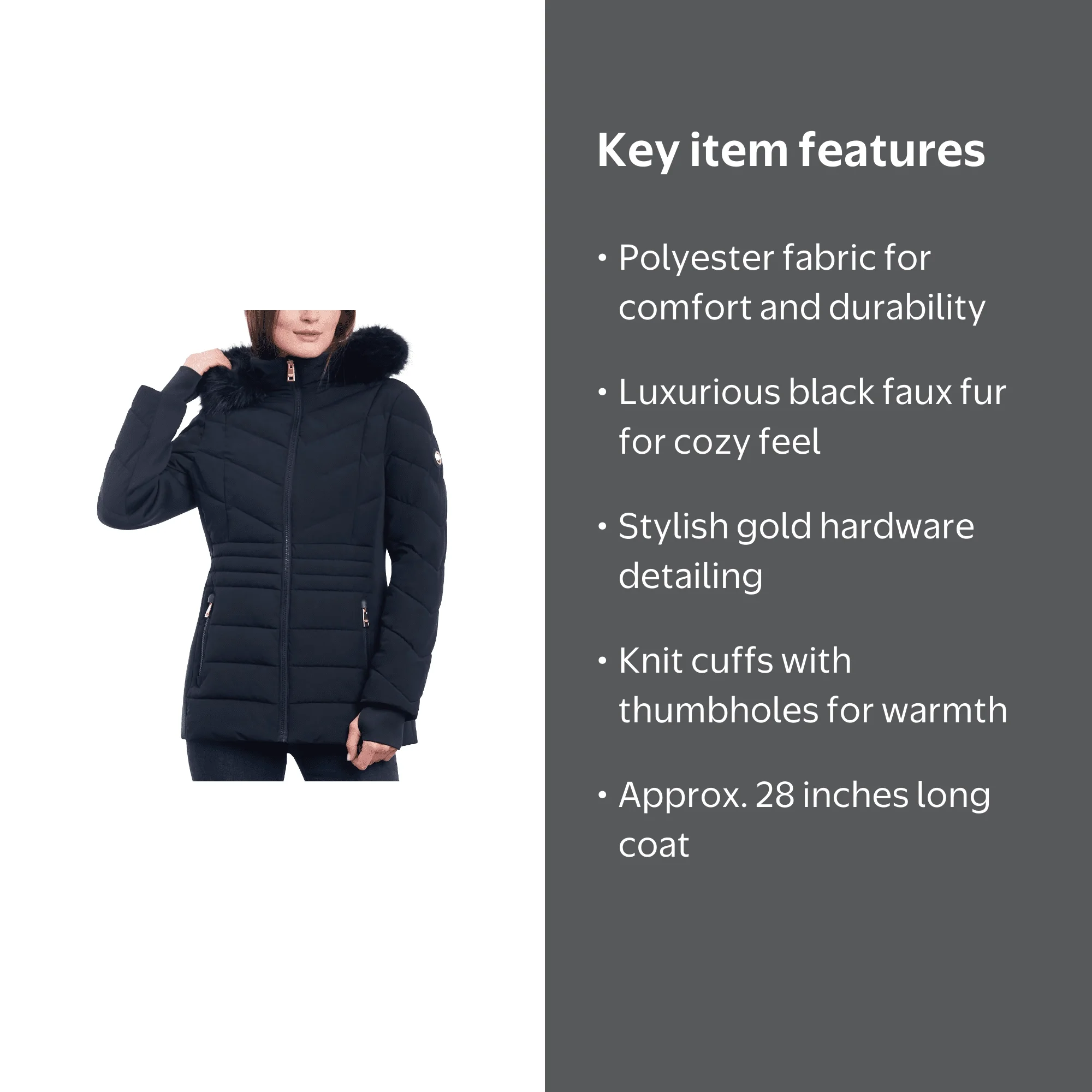 MICHAELKORSケープコート Michael Michael Kors Women's Black Chevron Faux Fur Hooded Coat, S