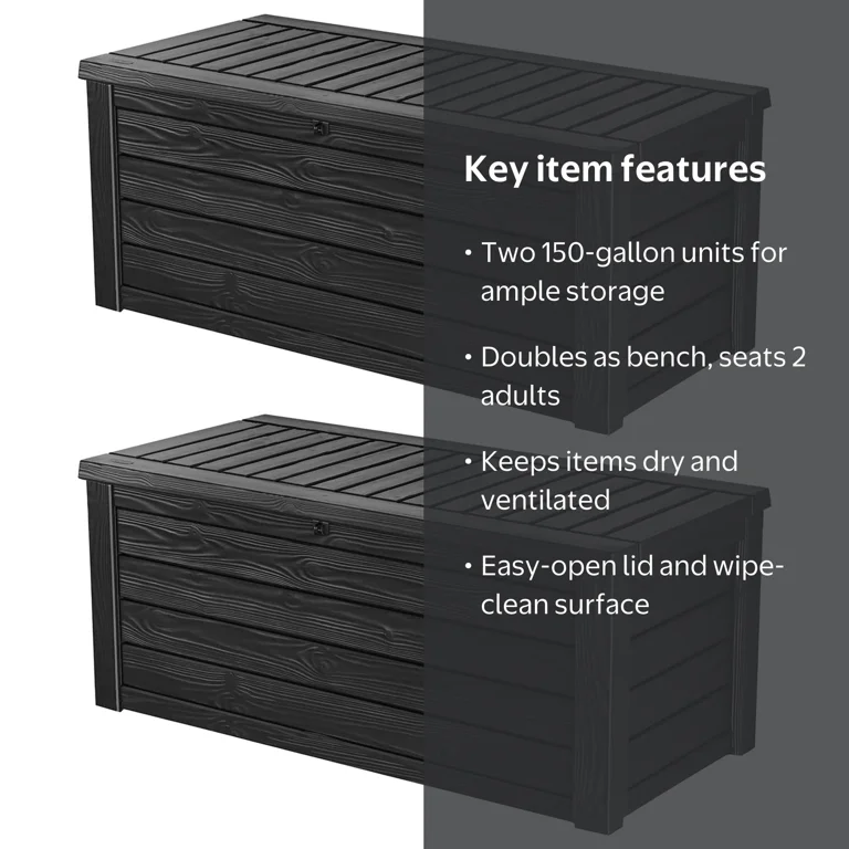 Keter, Outdoor 150 gal Deck Storage Box, Grey, 2 Pack - Walmart.com