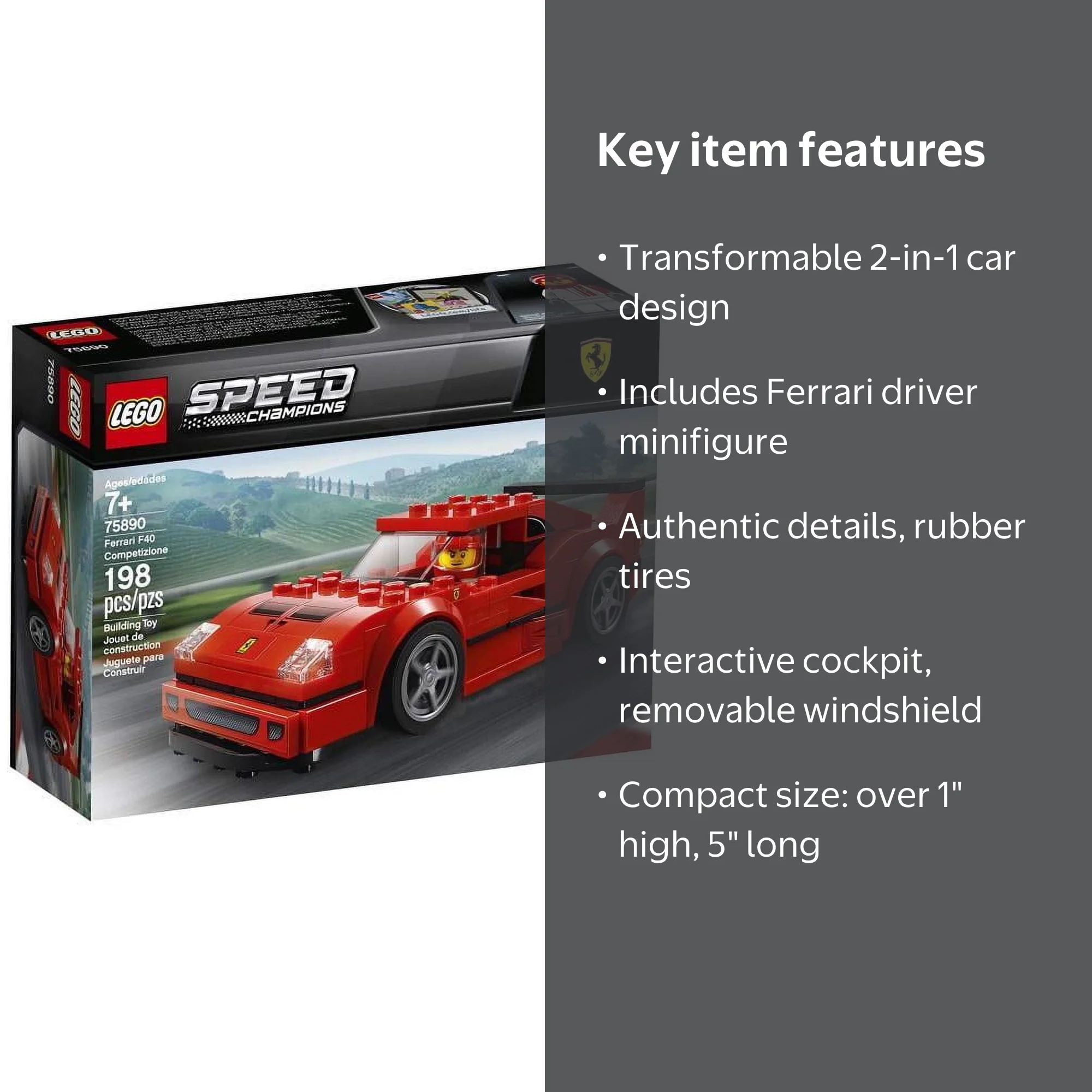 LEGO Car Set, Speed Champions Ferrari F40 Competizione 75890