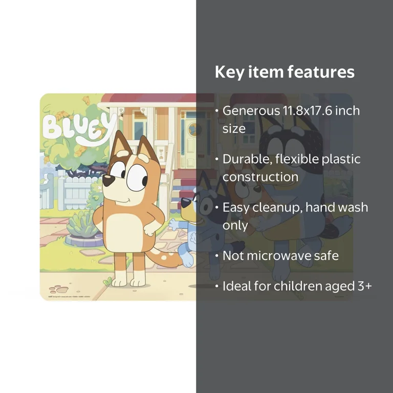 Zak Designs Bluey Kids Reusable BPA Free Plastic Placemat