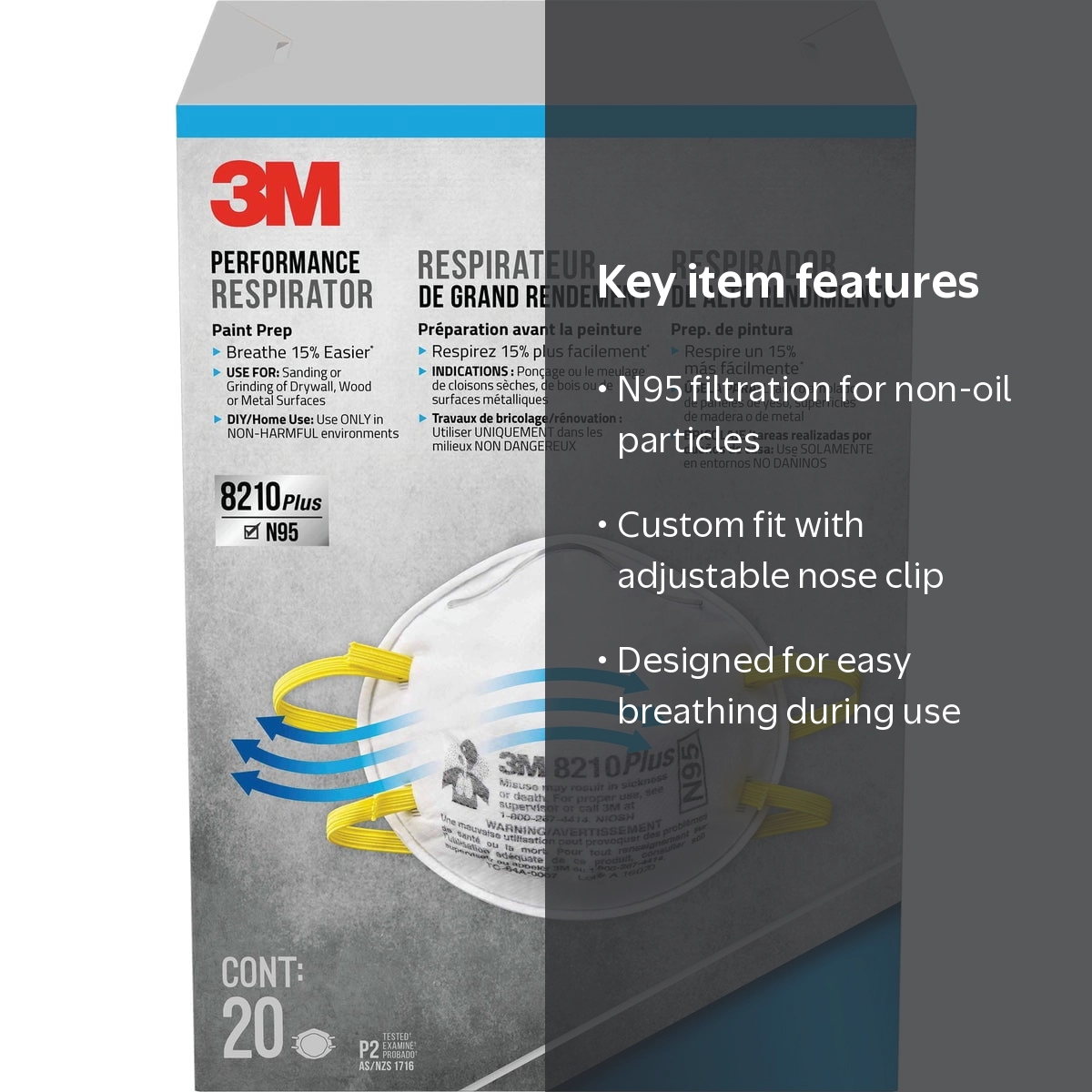 20-pack 3M Drywall Sanding Respirator N95 - Disposable, White - 20