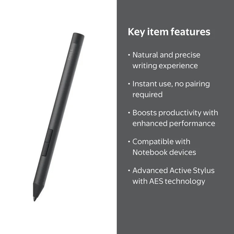 DELL PN5122W タッチペン 2本セット Dell Active Stylus Pen for Touchscreen Laptop, PN5122W Black