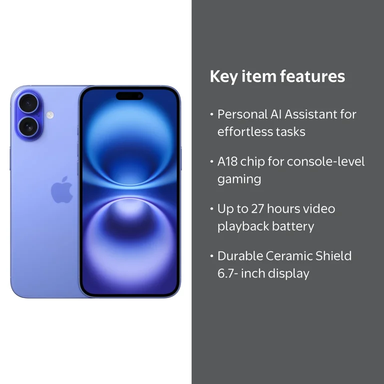 T-Mobile iPhone 16 Plus 512GB Ultramarine. Apple Intelligence