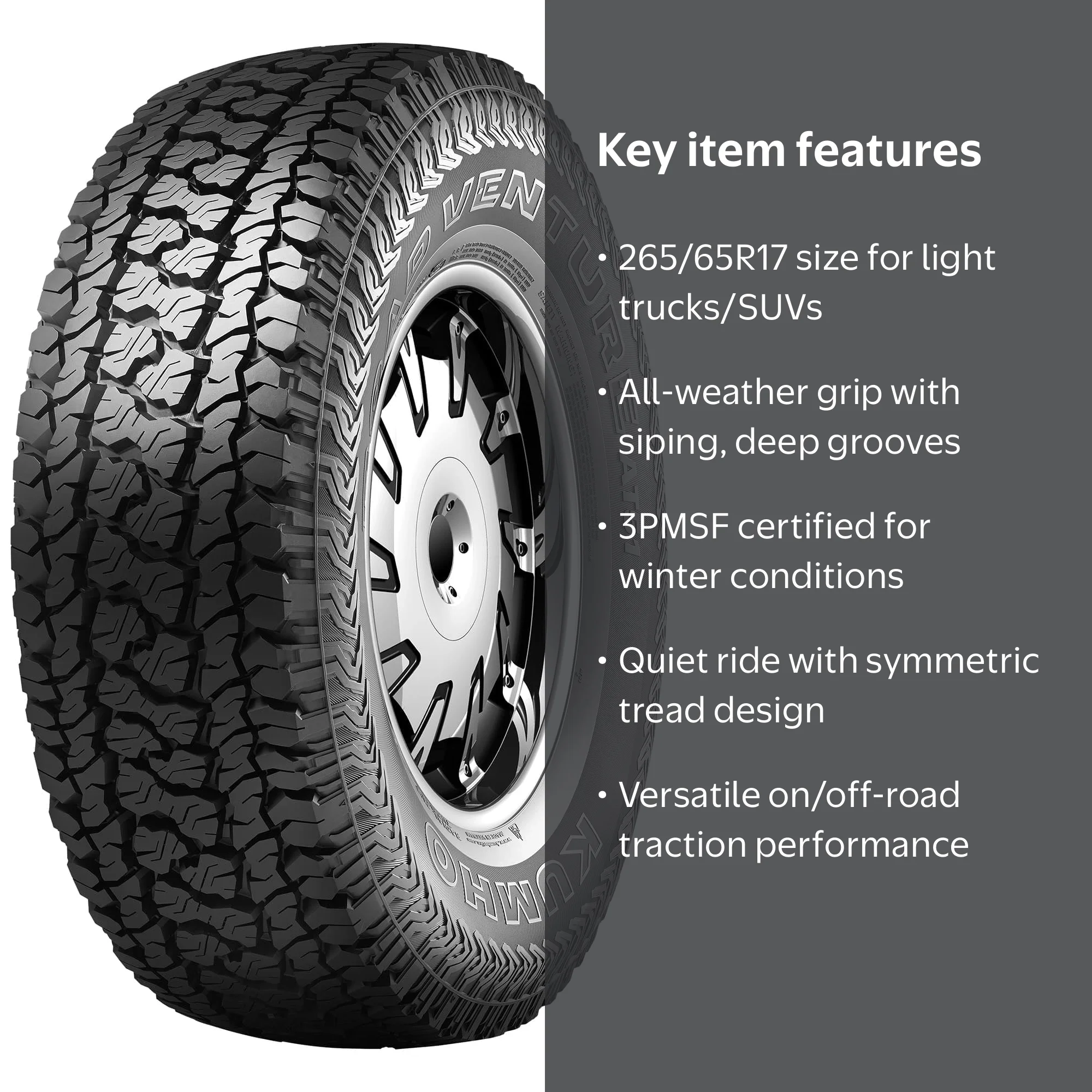 Kumho Road Venture AT51 All Terrain 265/65R17 112T Light Truck