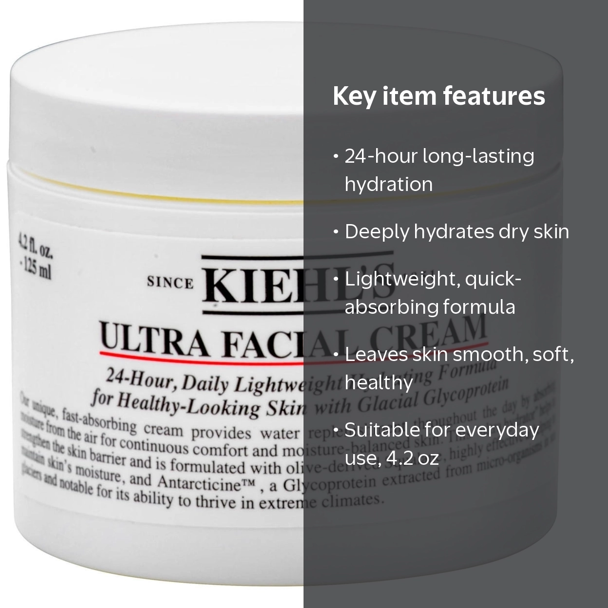 Kiehls Ultra Facial Cream Skincare Moisturizer for Face, Long