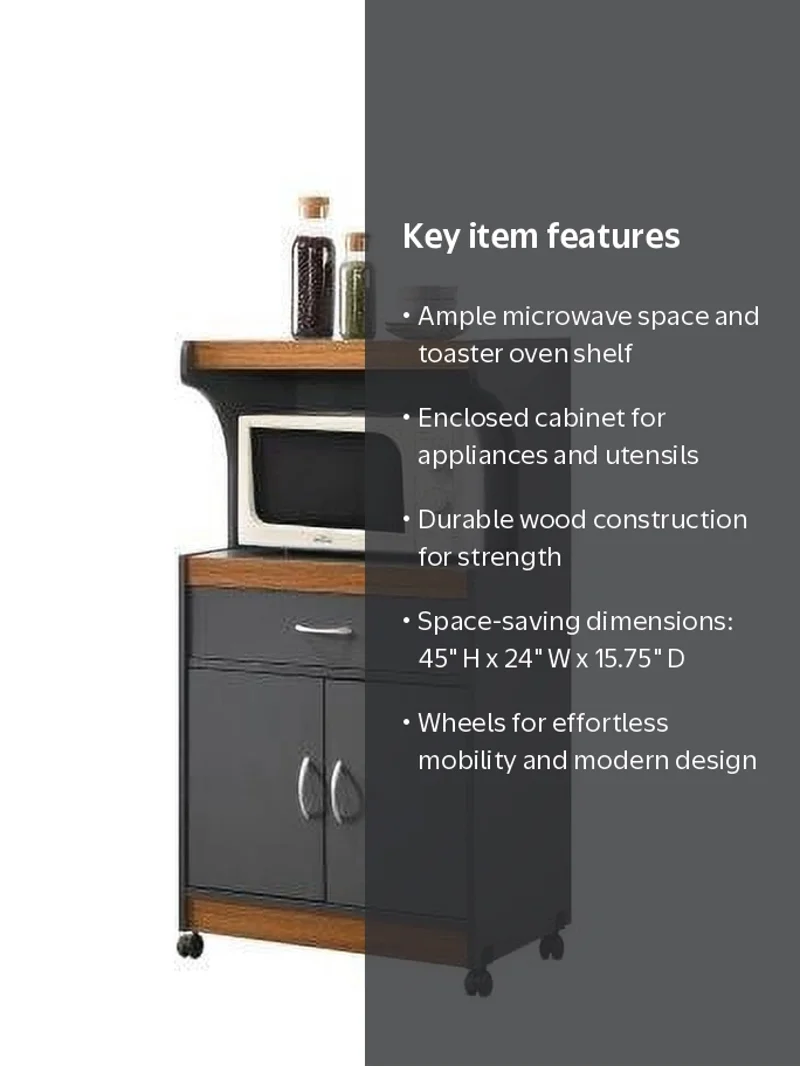 Hodedah Microwave Kitchen Cart, Grey-Oak - Walmart.com Hodedah Microwave Kitchen Cart, Grey-Oak - Walmart.com