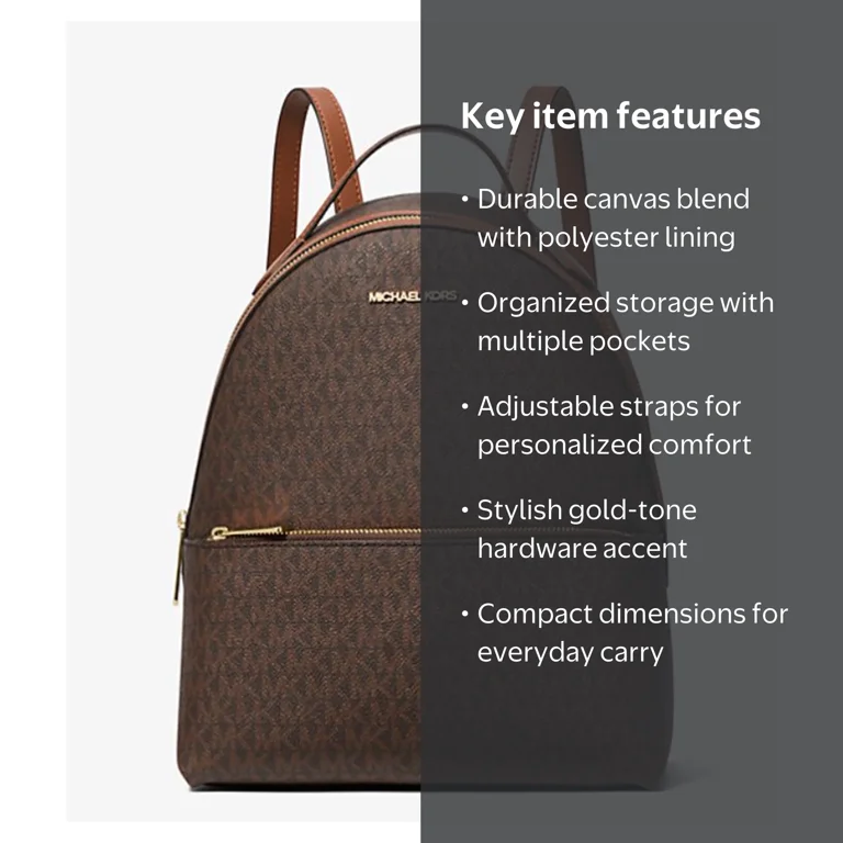 Michael Kors Sheila Medium Brown PVC Front Pocket Bookbag Backpack
