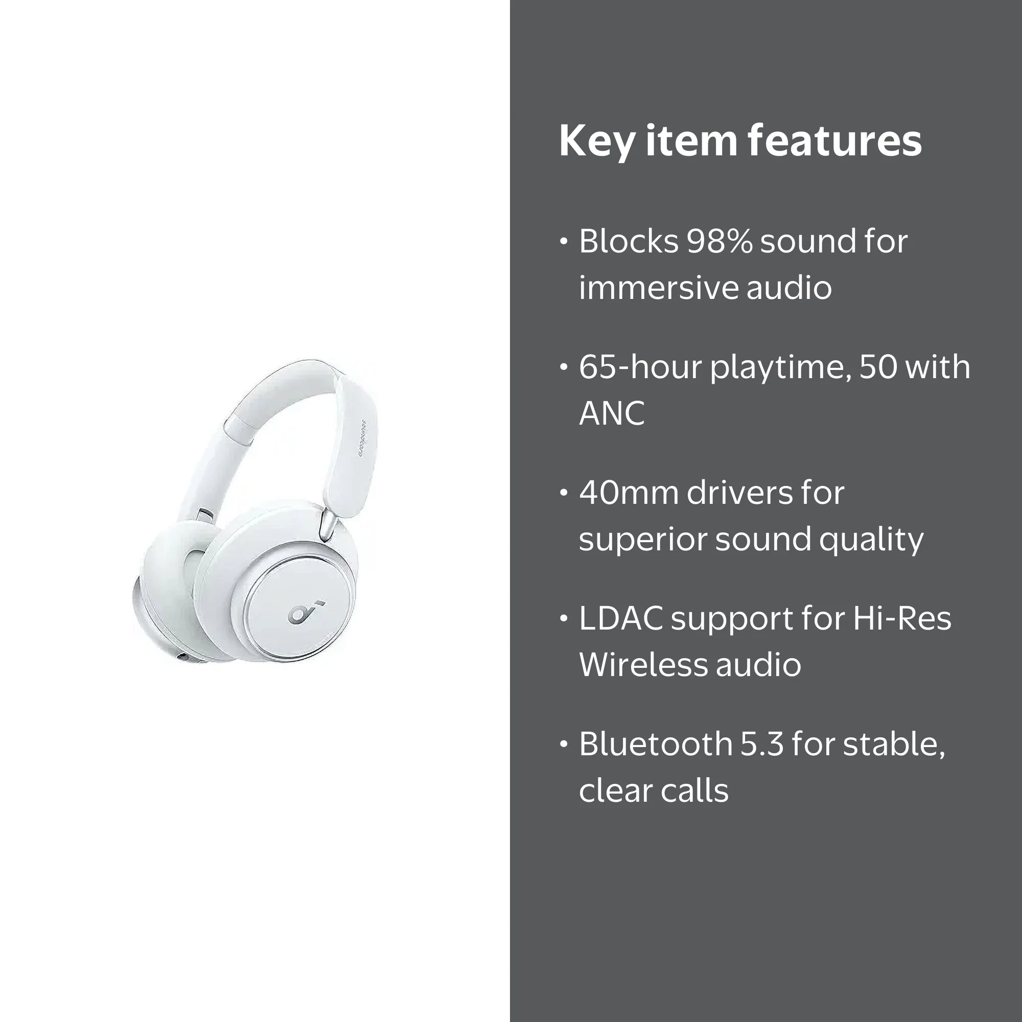 Soundcore, Over Ear Headphones, Space Q45, Wireless Noise