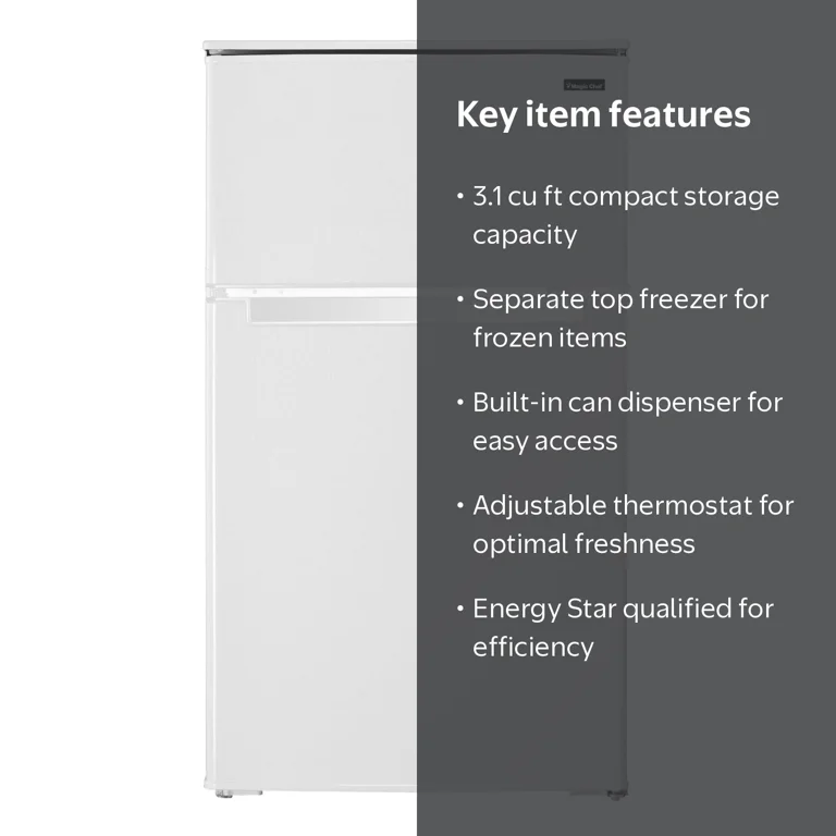 Magic Chef 3.1 cu. ft. Compact Mini Fridge with Freezer, Small