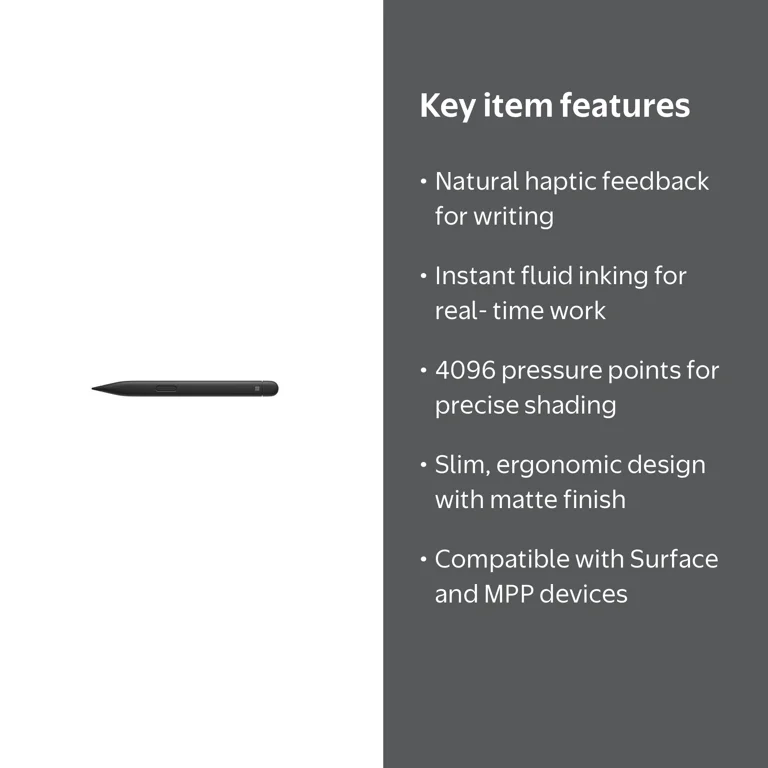 Microsoft, Surface Slim Pen 2, Model 3XY-00001, Black - Walmart.com
