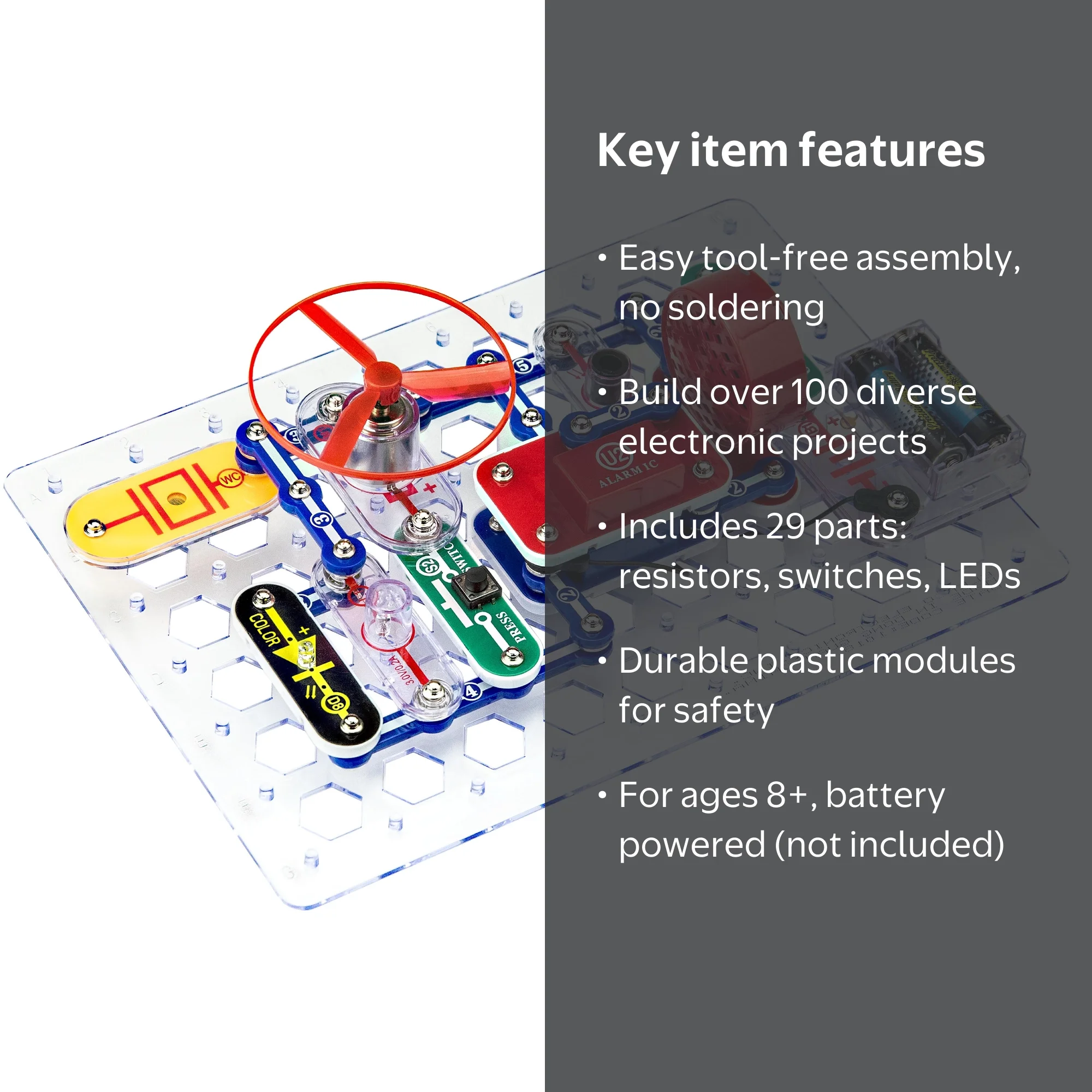 Snap Circuits Jr. SC100 Electronics Exploration Kit, 100 Projects
