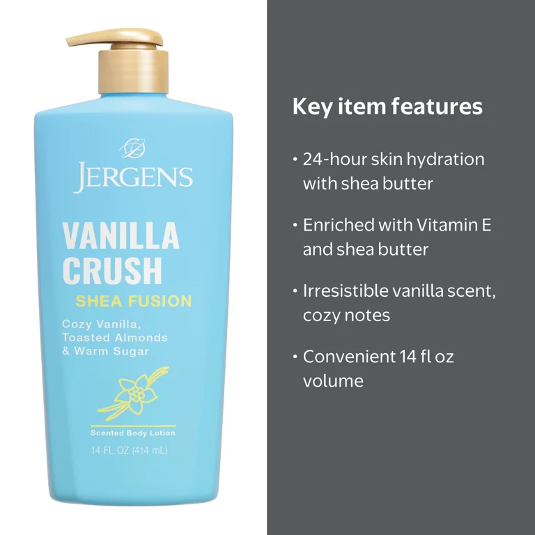 Jergens Shea Fusion Vanilla Crush Scented Body Lotion, Moisturizer