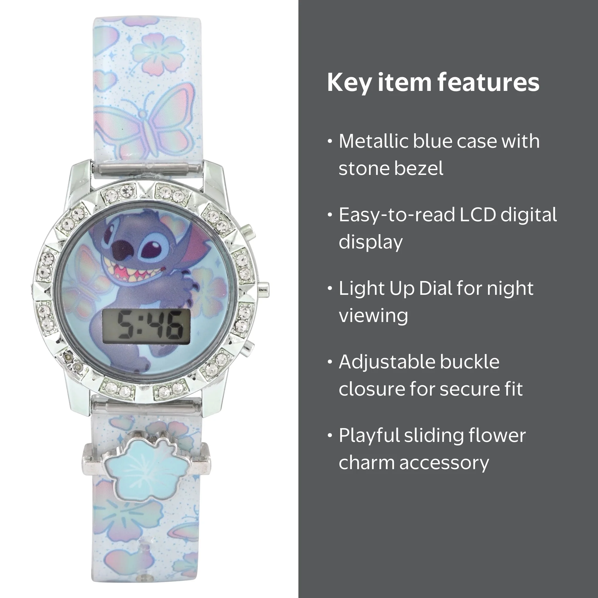 Disney Lilo and Stitch Unisex Child Light Blue LCD Watch