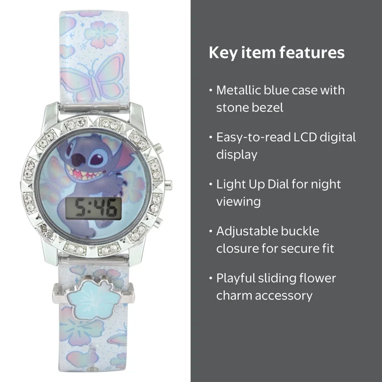 Disney Lilo and Stitch Unisex Child Light Blue LCD Watch