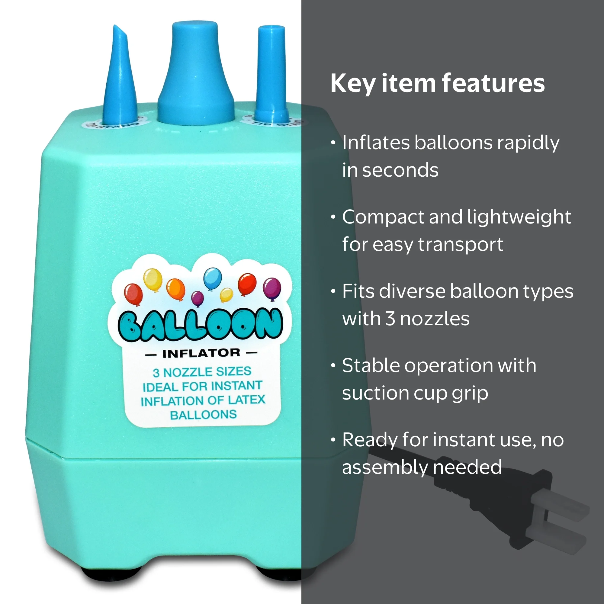 Way To Celebrate Electric Balloon Inflator with 3 Nozzle Sizes