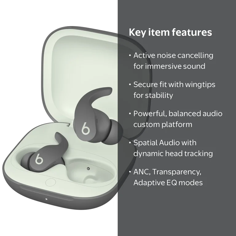 Beats by Dr. Dre, Noise Cancelling Wireless Earbuds, Gray