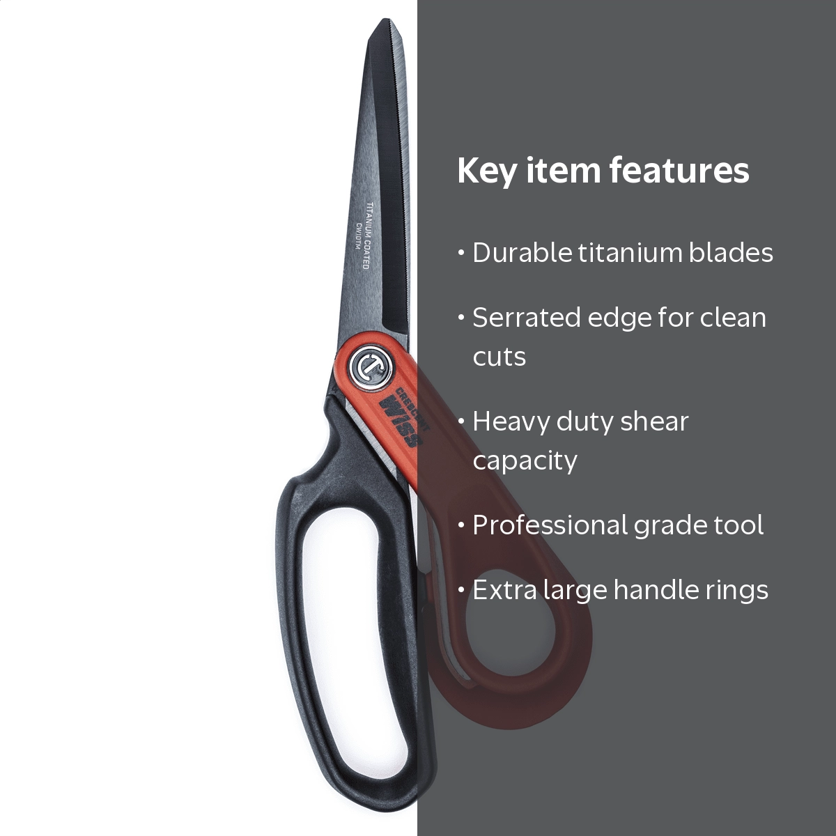 GEARWRENCH Crescent Wiss Pro Titanium Coated Scissors, Heavy Duty