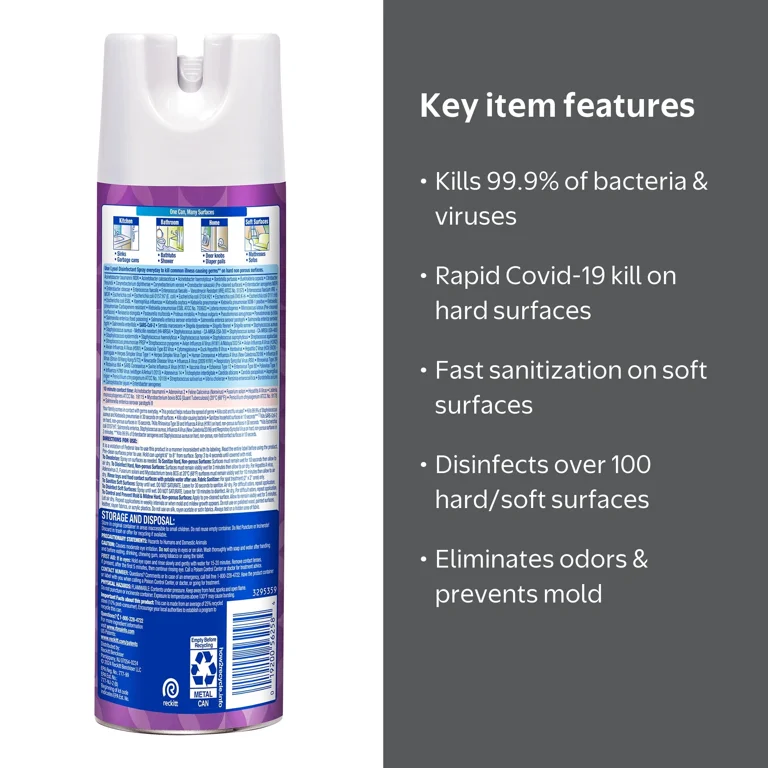 Lysol, Disinfectant Spray, 19 oz, Lavender & Cotton Blossom