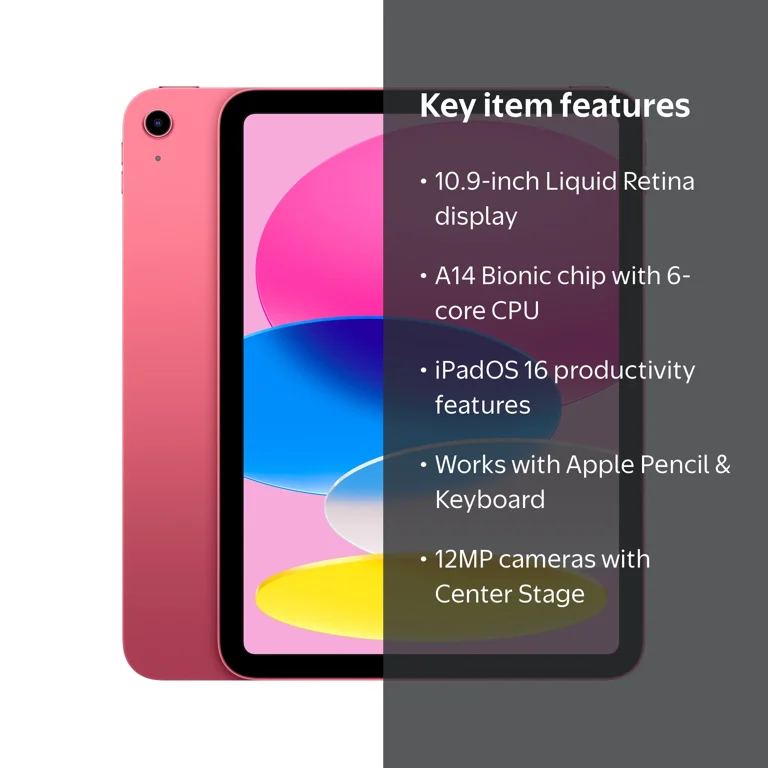 Apple 10.9-inch iPad Wi-Fi 64GB - Pink (10th Gen, 2022) - Walmart.com