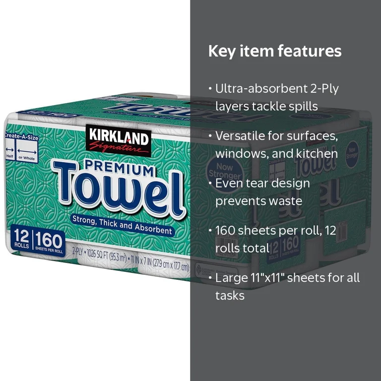 Kirkland Signature Create-a-Size Paper Towels, 2-Ply, 160 Sheets