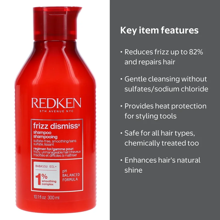 Redken, Frizz Dismiss Shampoo, 10.1 oz, Tames frizzy hair