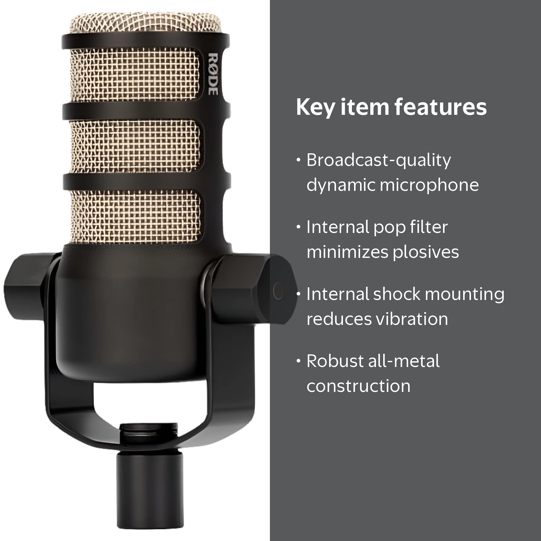 Rode, PodMic, Dynamic Podcasting Microphone, Black - Walmart.com