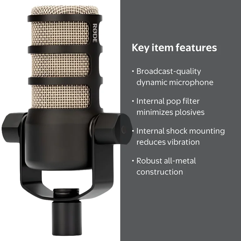 Rode, PodMic, Dynamic Podcasting Microphone, Black - Walmart.com
