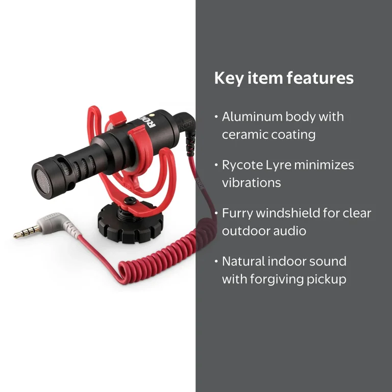 RODE, VideoMicro Camera Microphone, Compact, with Shock Mount