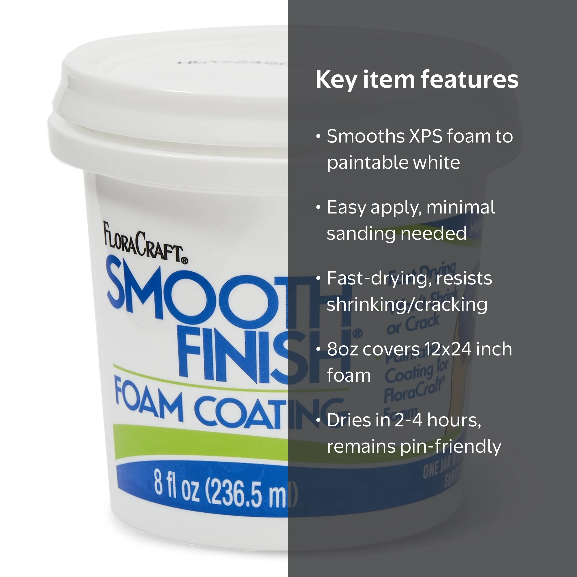 FloraCraft Smooth Finish Foam Coating 8 Ounce White - Walmart.com