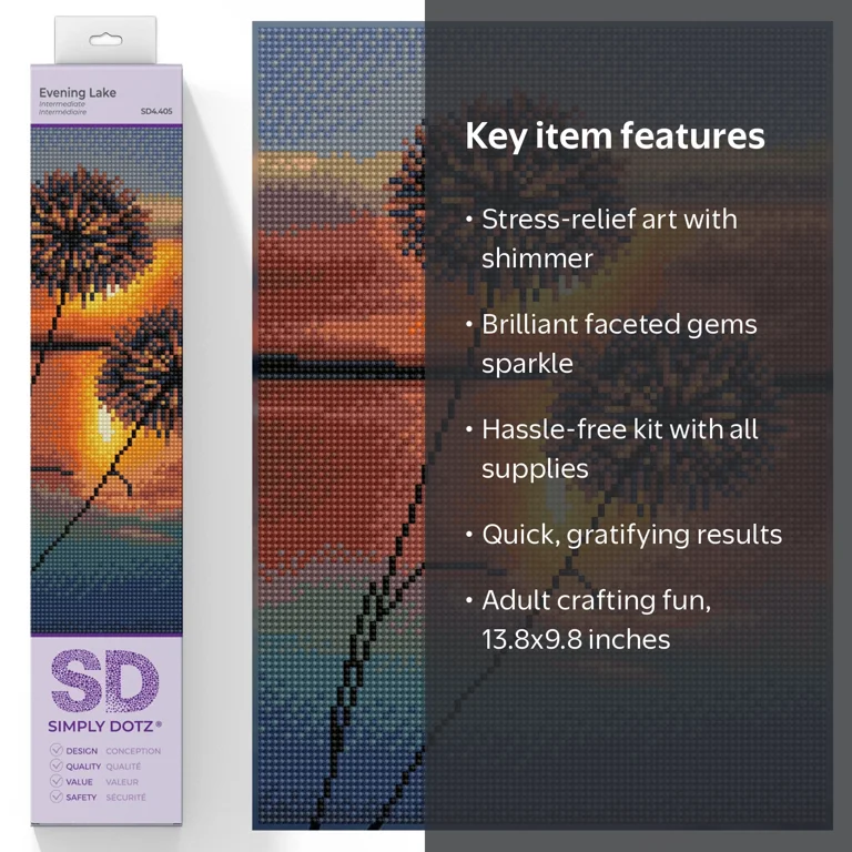 DIAMOND DOTZ, Evening Lake Diamond Painting Kit, 13.8x9.8