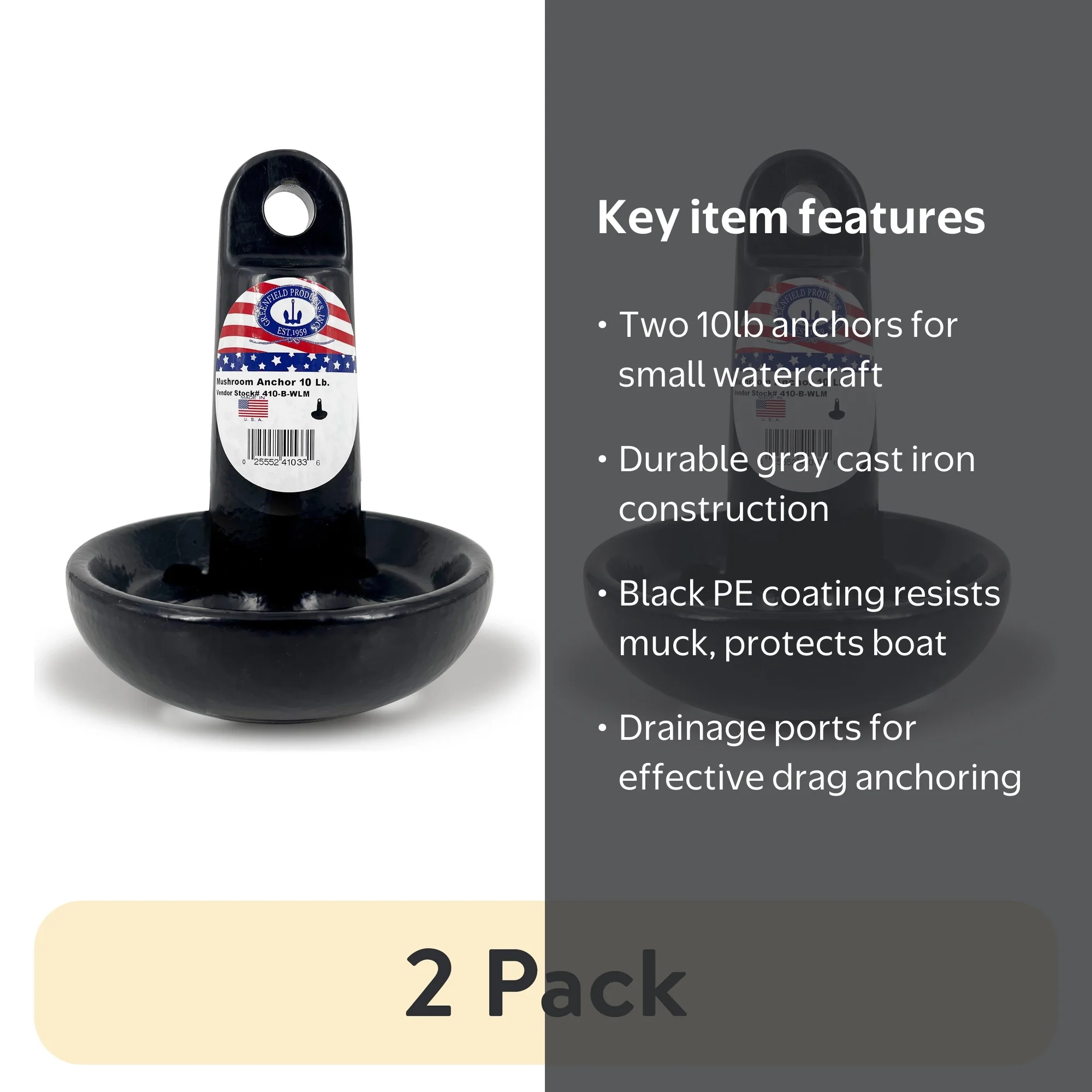 Greenfield Mushroom Anchor - Ideal for Small Boats & Kayaks