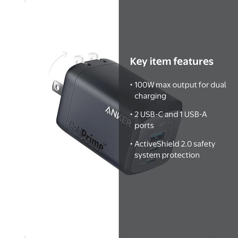 Anker Prime 100W USB C Wall Charger, 3-Port Rapid Power Plug for
