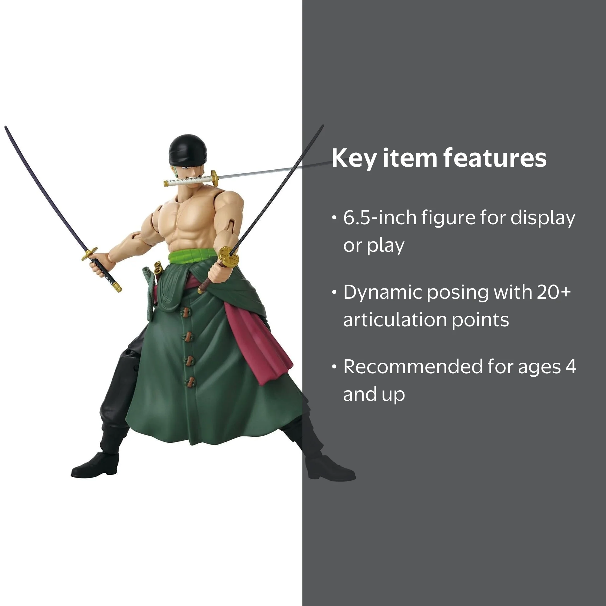 Anime Heroes, Action Figure, Zoro Three Sword Style 6.5