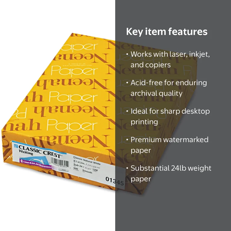 Neenah Paper 01345 8.5 in. x 11 in. 24 lbs. Bond Weight CLASSIC