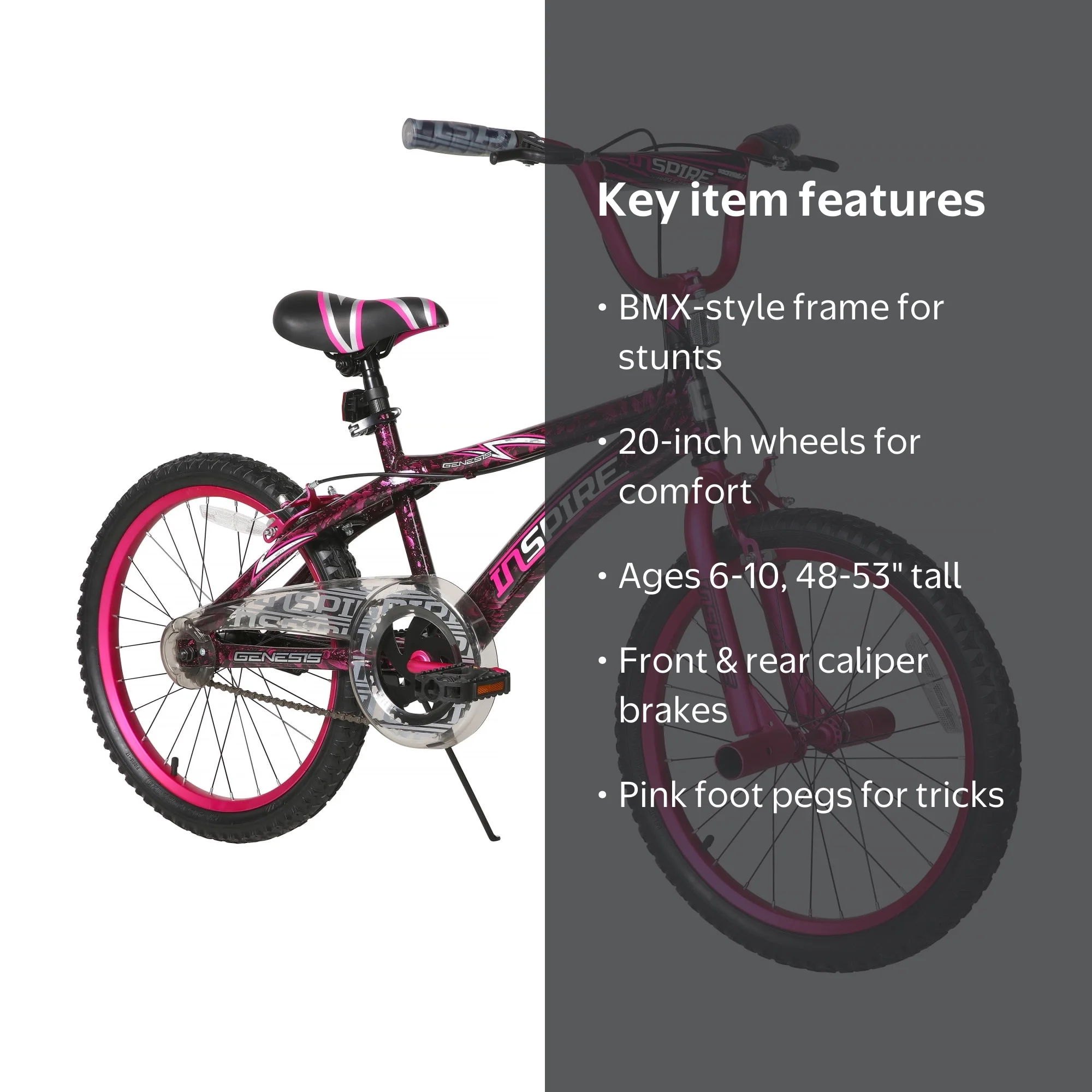Dynacraft Genesis 20-Inch Girls BMX Bike For Age 7-14 Years