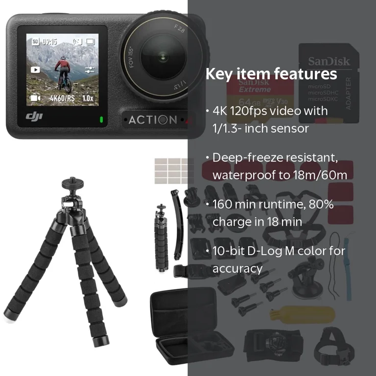 Dji osmo action4 アクセサリー付き DJI Osmo Action 4 Waterproof Camera Bundle with Sport Accessory
