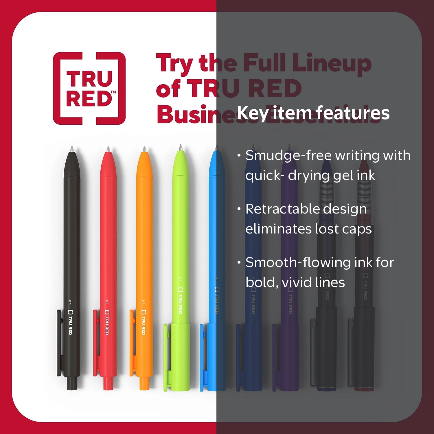WorkLife Brands, Retractable Gel Pens, TR54491, Fine Point 0.5mm