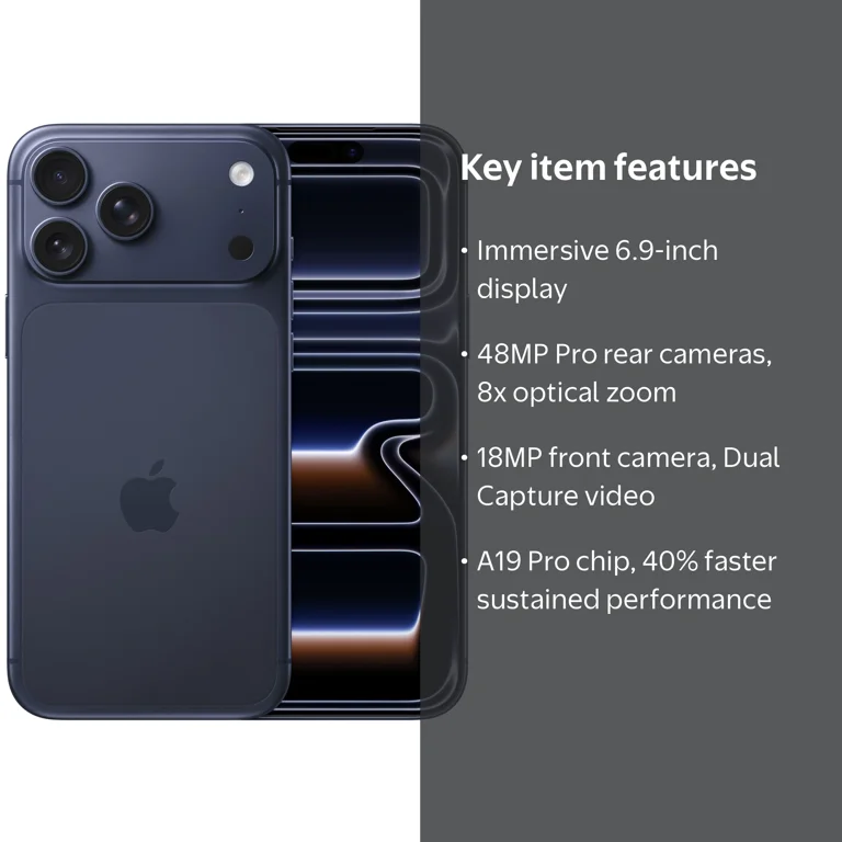 T-Mobile iPhone 17 Pro Max 256GB Deep Blue - Walmart.com