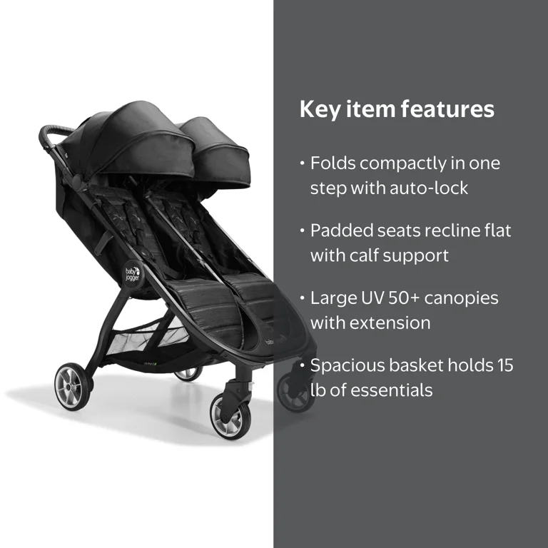 Baby Jogger City Tour 2 Double Stroller, Pitch Black - Walmart.com