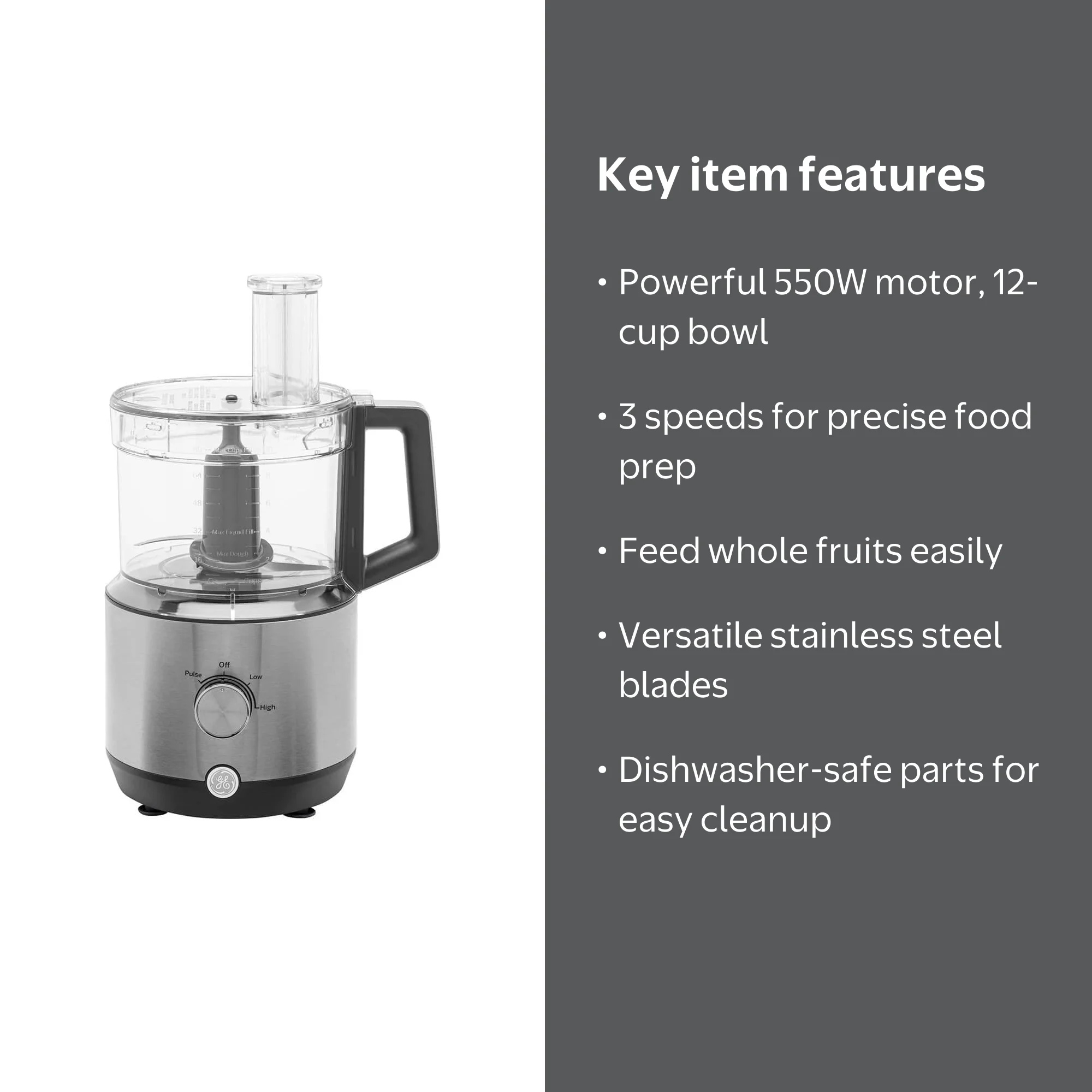 GE 550W Food Processor | Durable kitchen prep tools - Walmart