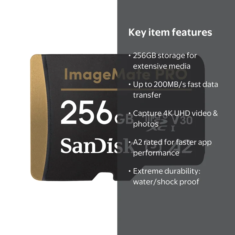 SanDisk ImageMate Pro 256GB MicroSDXC UHS 1 Memory Card - Up to