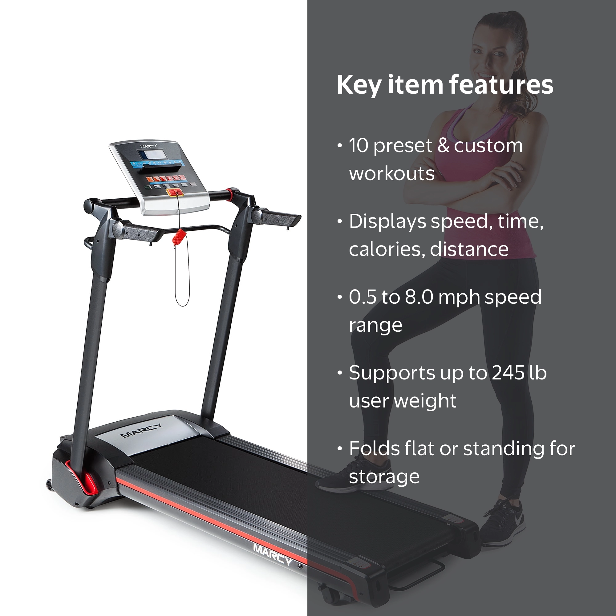 Marcy Electric Foldable Workout Treadmill With LCD Display