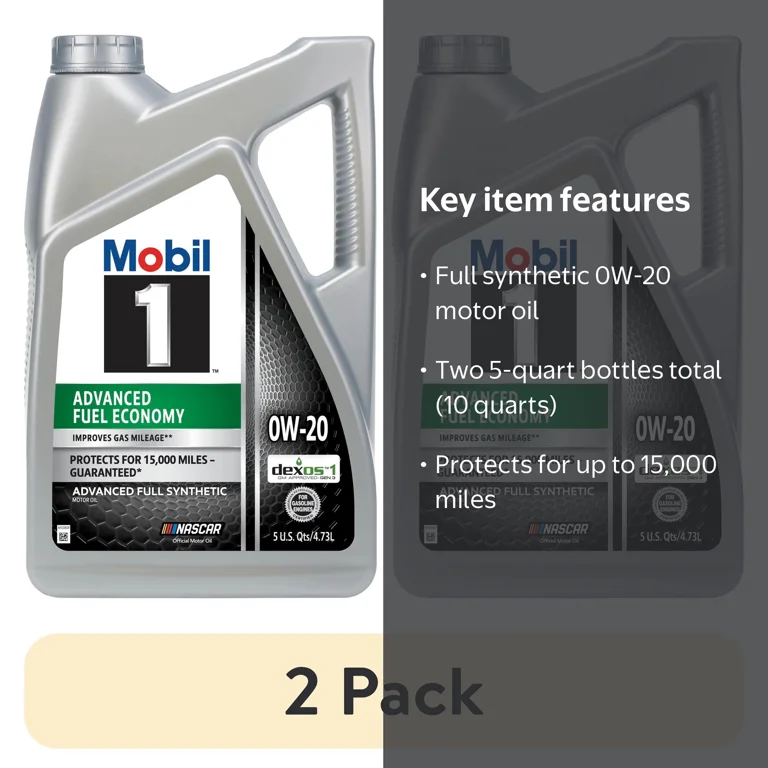 2 pack) Mobil 1 Advanced Fuel Economy Full Synthetic Motor Oil 0W