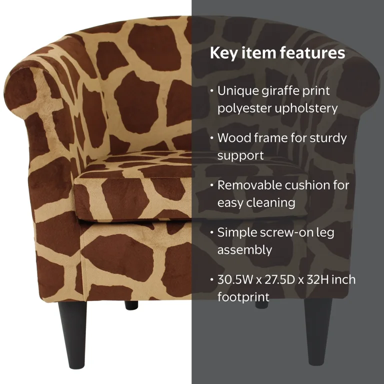 Fox Hill Trading Nikole Club Chair, Giraffe Print - Walmart.com