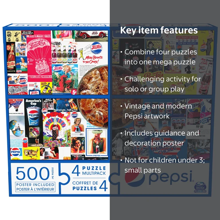 Spin Master Games, 4 Puzzle Multipack, 500-Piece Mega Puzzle