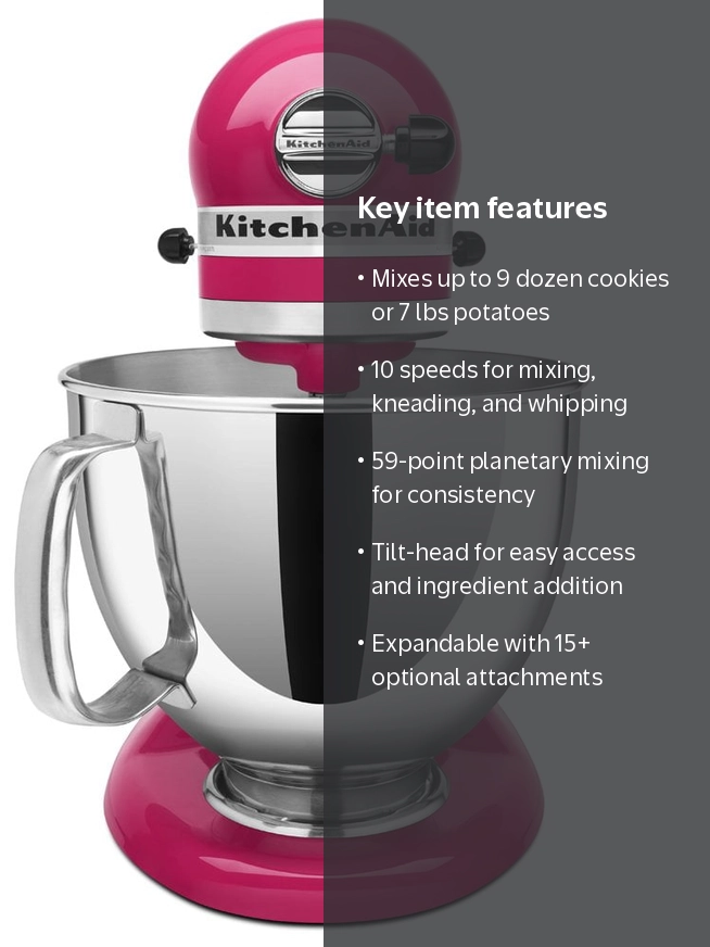 KitchenAid Artisan Series 5 qt Stand Mixer, Cranberry with Beaters
