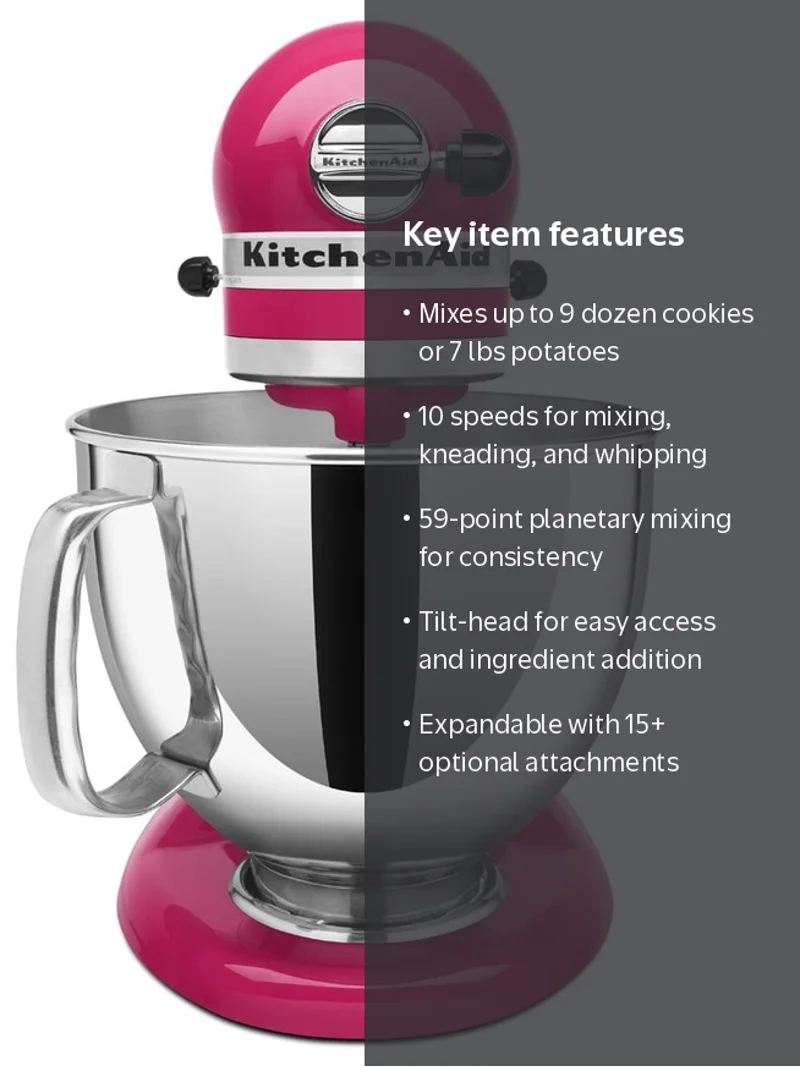 KitchenAid Artisan Series 5 qt Stand Mixer, Cranberry with Beaters