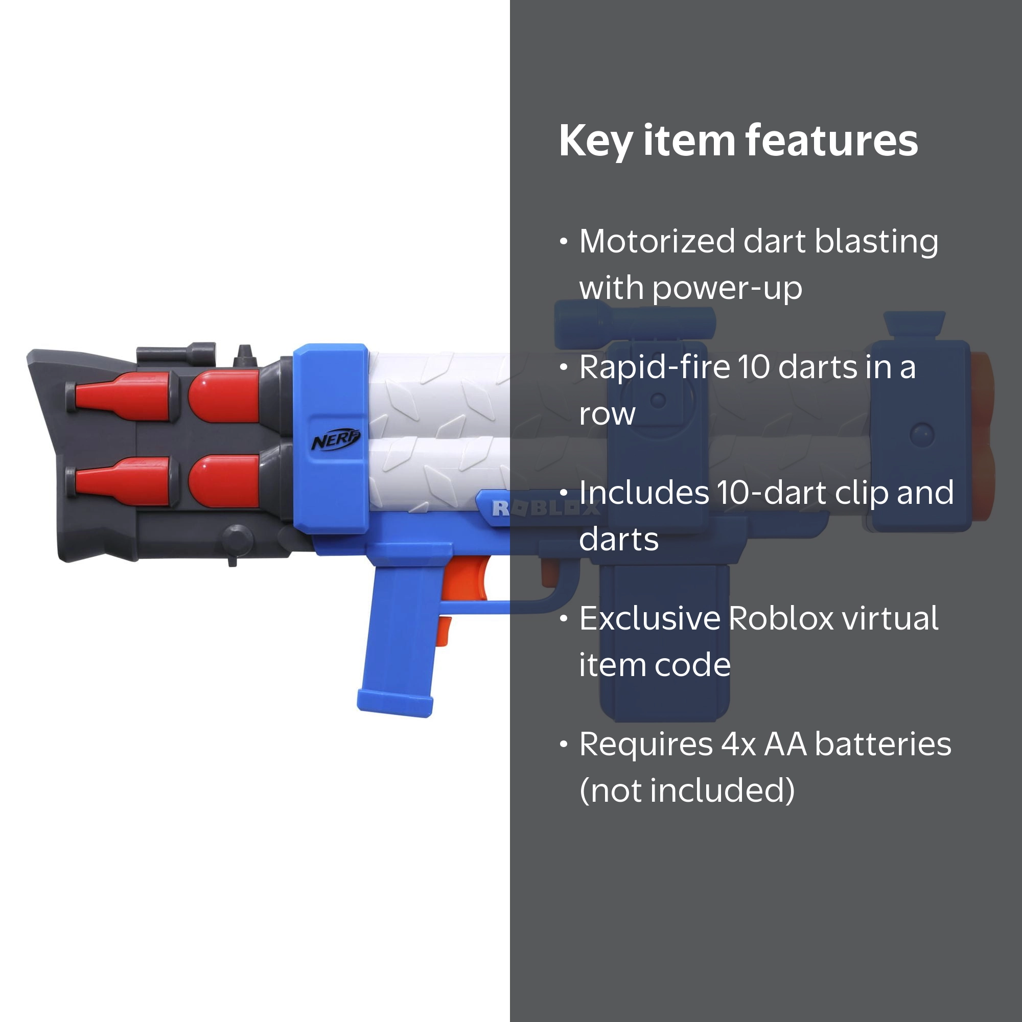 Nerf Roblox Toy Arsenal: Pulse Laser Dart Blaster, 10-Dart Clip