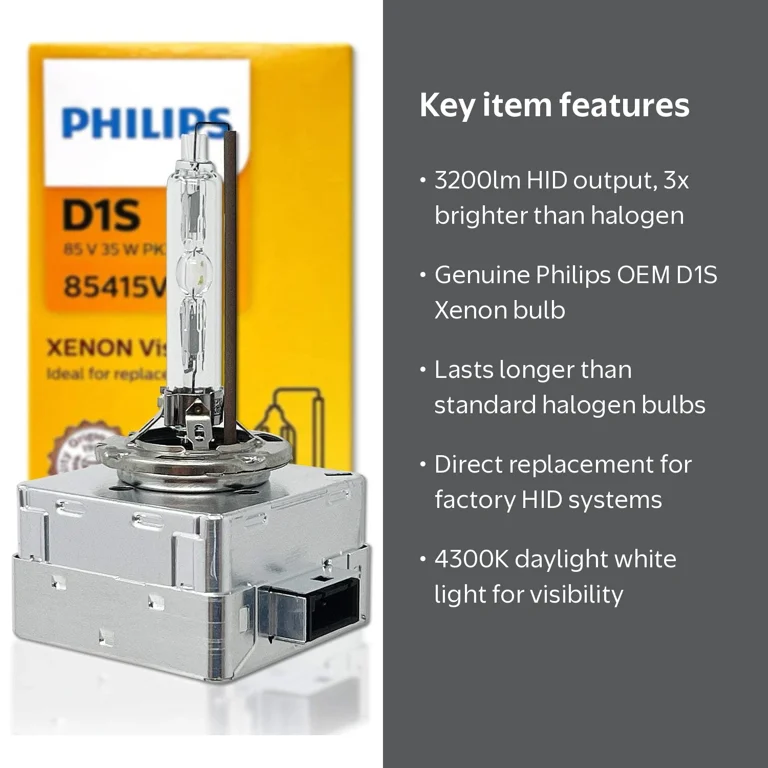 Philips, D1S Xenon Bulb, 85415VIC1, OEM Standard HID Light