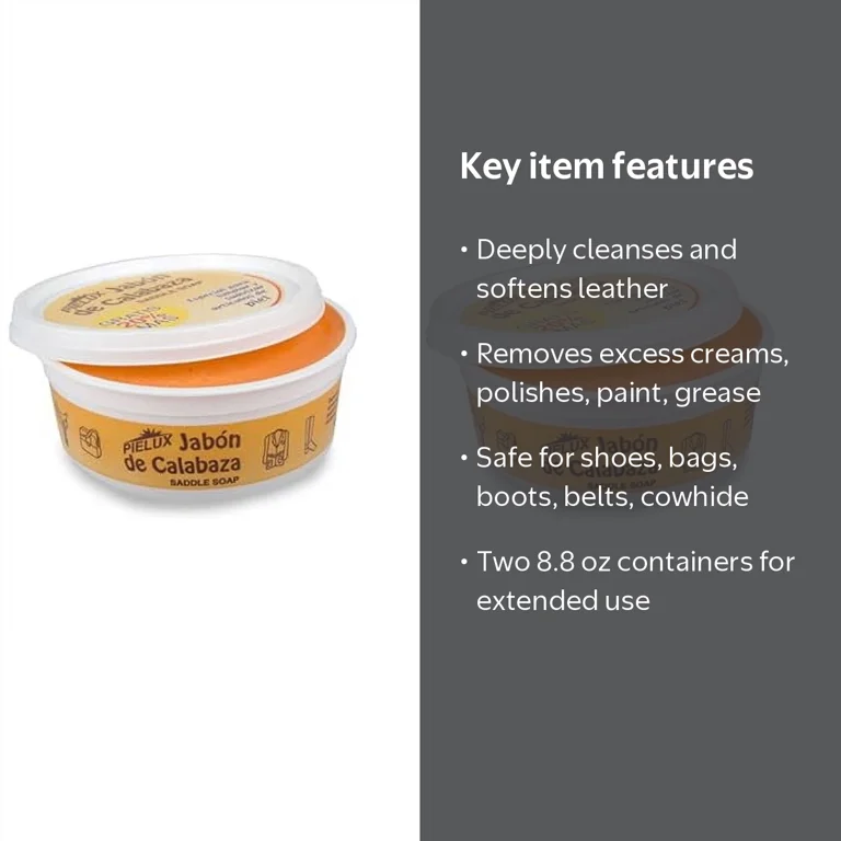 Pielux, Saddle Soap, 8.8 oz Pumpkin Leather Cleaner and Softener